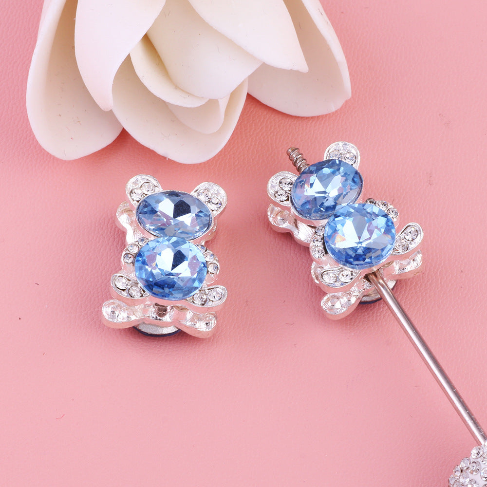 Wholesale 5pcs/pack Heavy double-sided alloy bear diamond ball DIY Fancy Beads