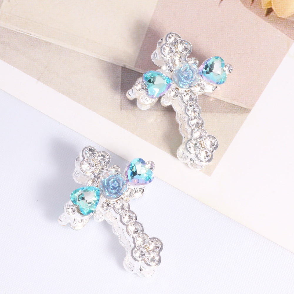 Wholesale 6 pcs/pack double-sided alloy flower-shaped cross DIY jewelry accessories
