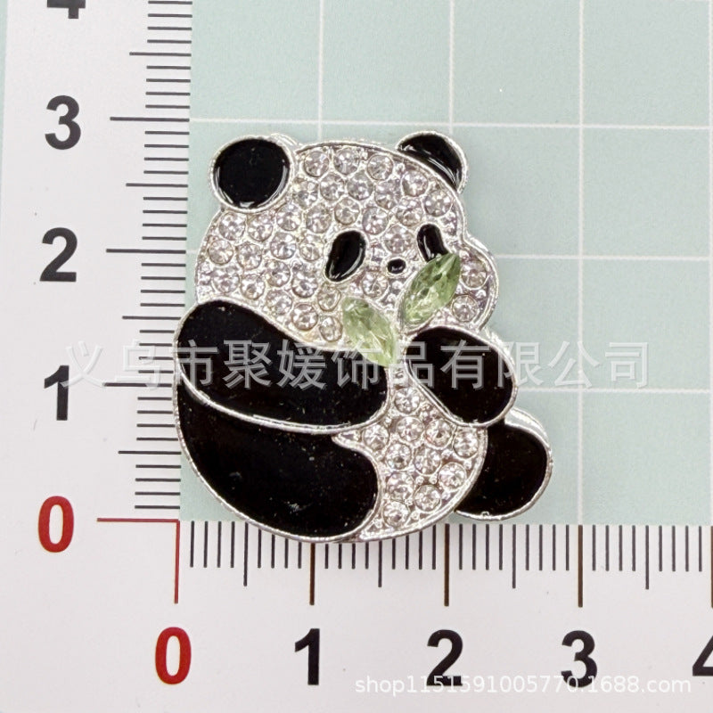 Wholesale 20pcs Double sided alloy diamond inlaid panda beads
