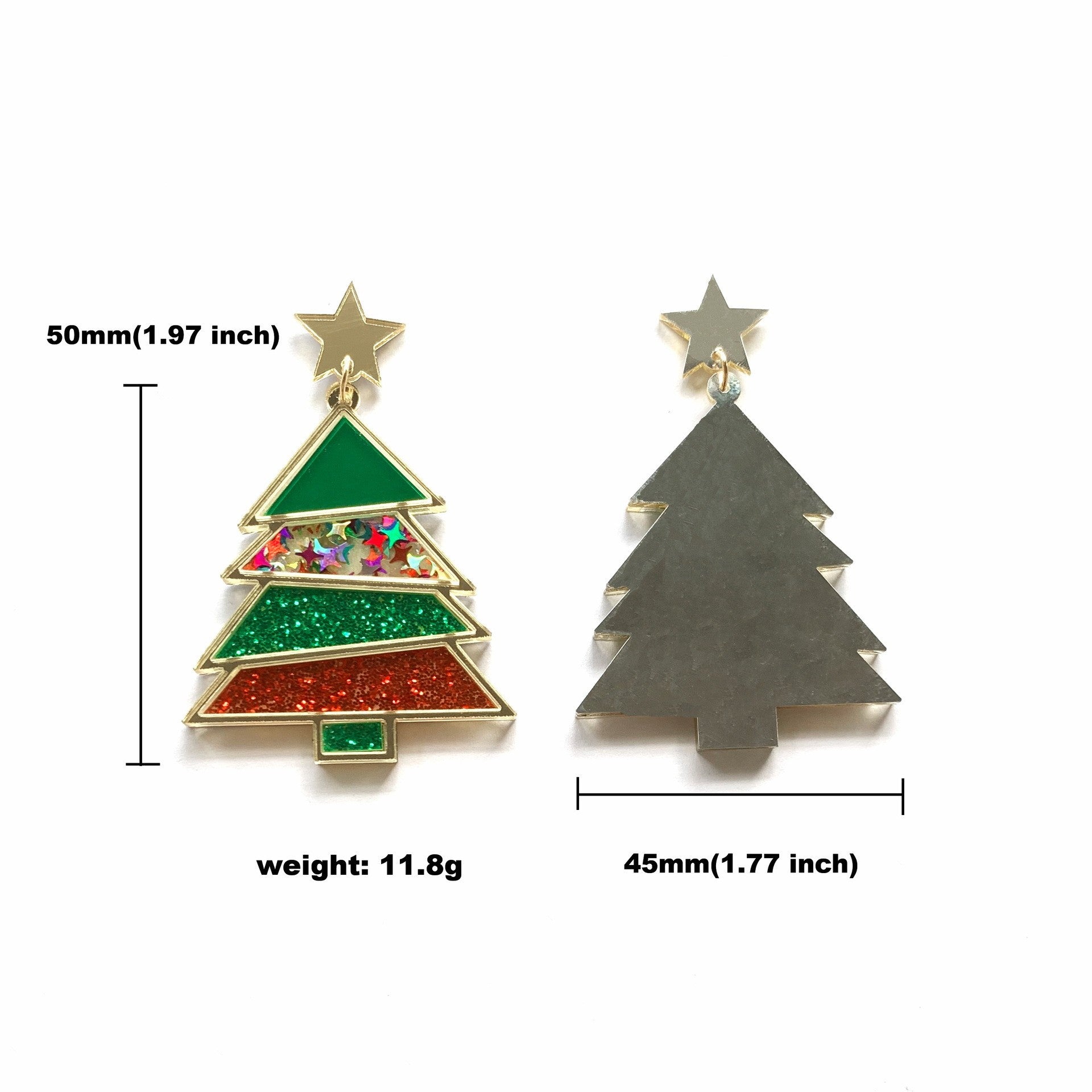 Wholesale Christmas Geometric Sequined Christmas Tree Earrings