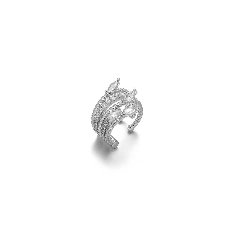 Wholesale Luxury Multi-layer All-match Zircon Ear Bone Clip Earrings