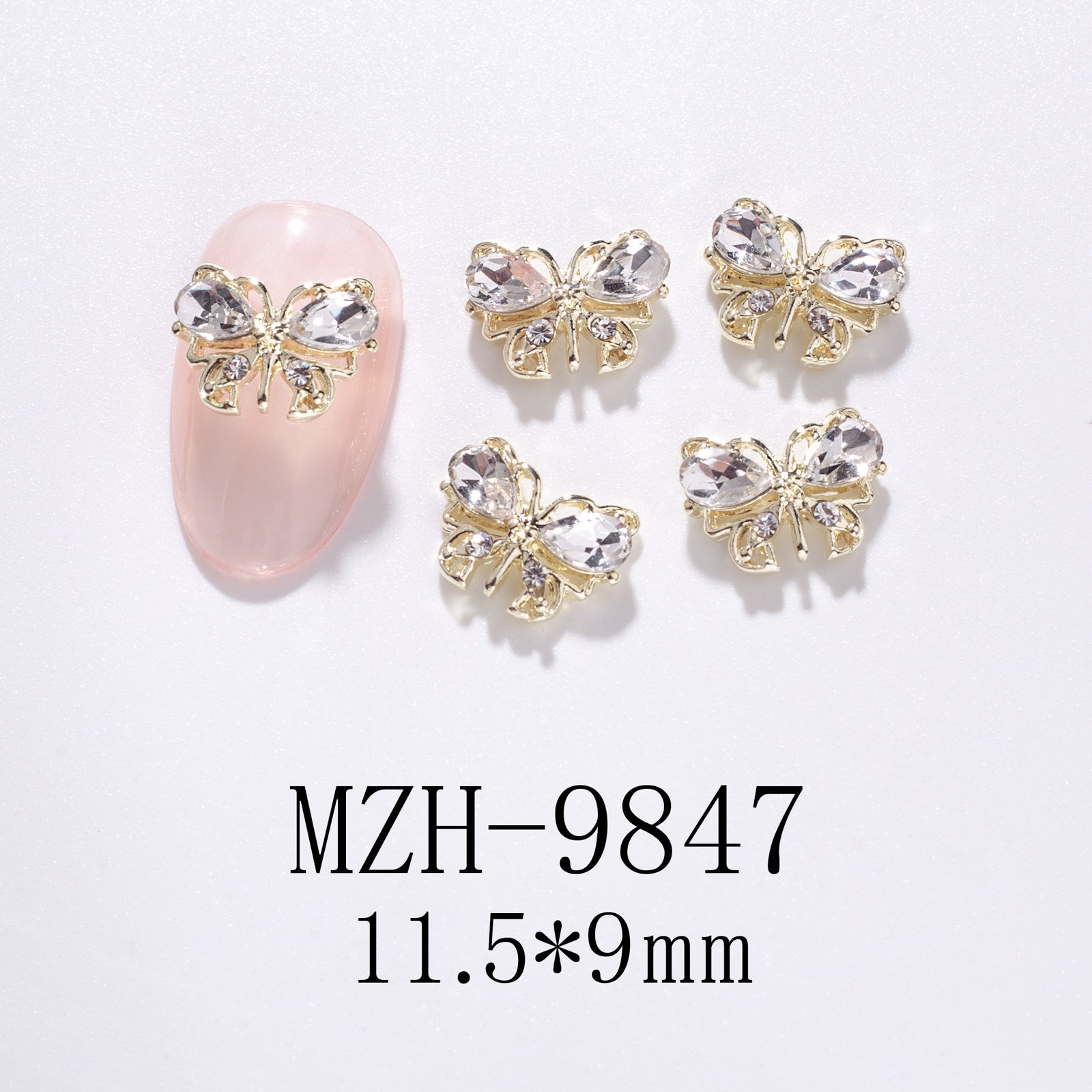 Hollow nail art small butterfly alloy jewelry
