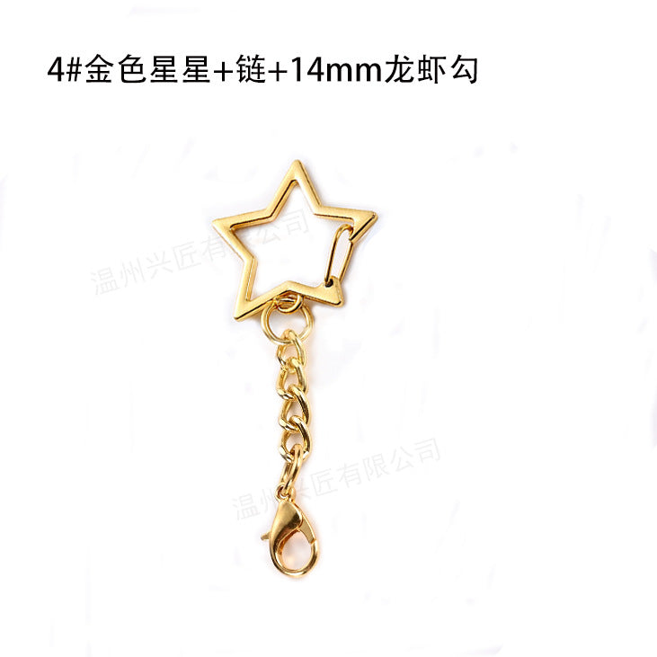 Metal DIY Five-pointed Star Clip Keychain