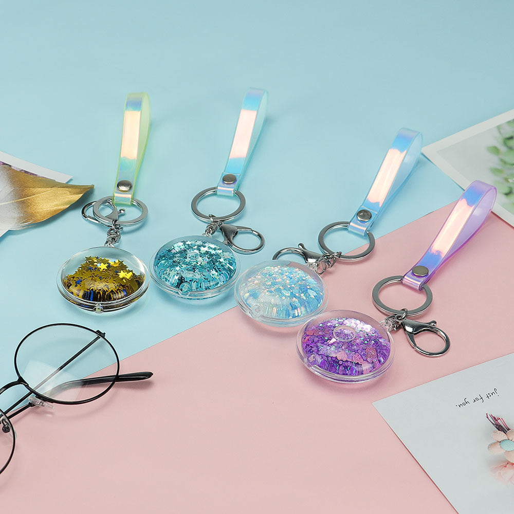 Wholesale Acrylic Oil-infused Liquid Quicksand Sequin Keychain