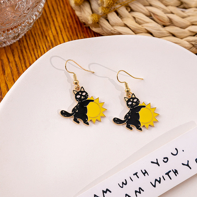 Wholesale Halloween Horror Funny Skull Creative Cat Sun Moon Earrings