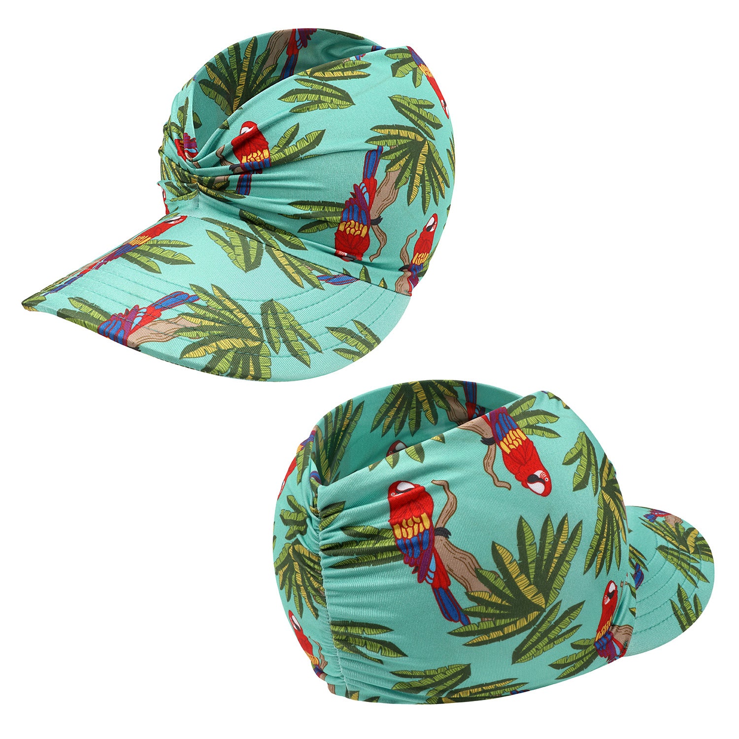 Wholesale New Summer Printed Sun Protection UV Large Brim Face Covering Outdoor Swimming Cap