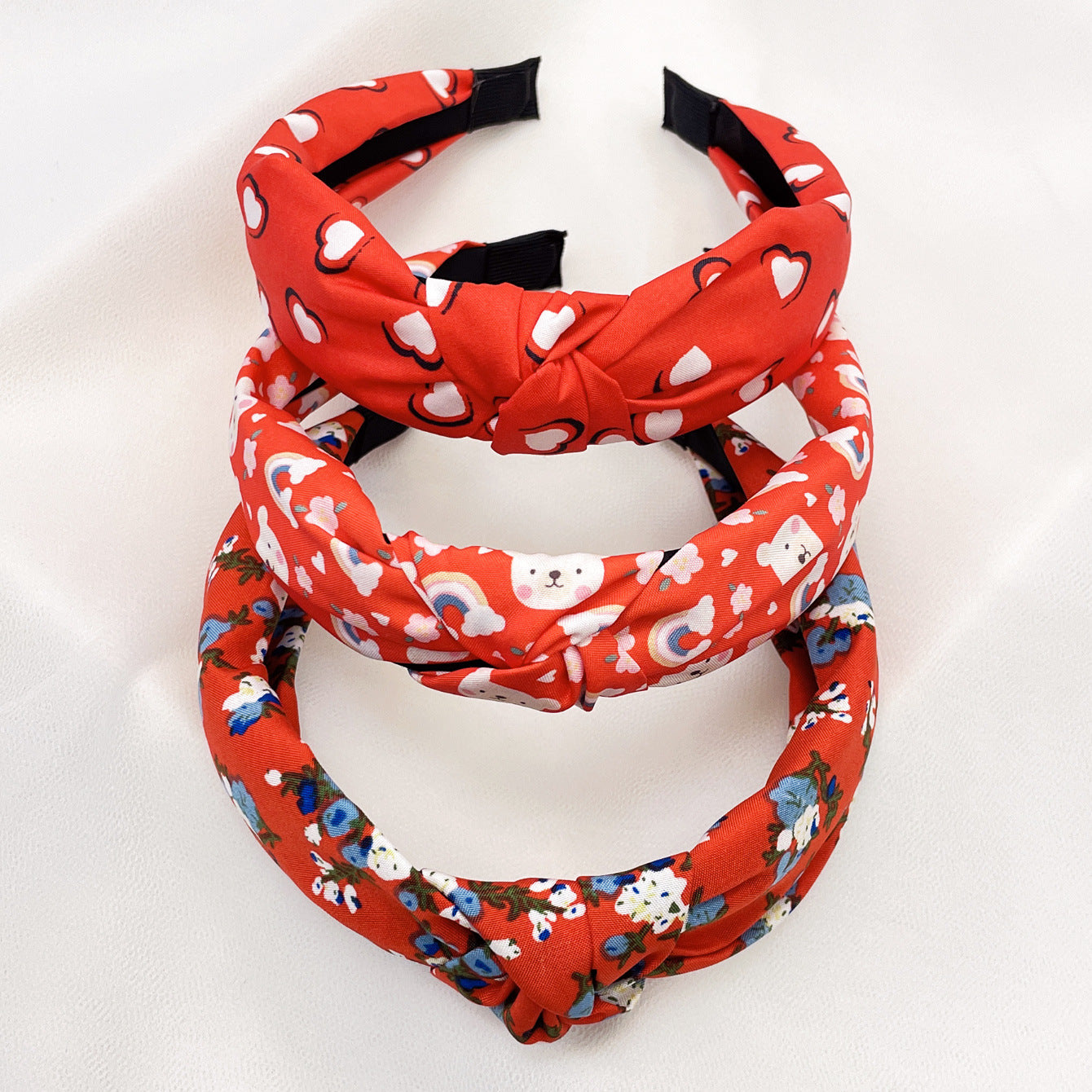 Wholesale Valentine's Day love flowers Leopard fabric knotted hair band hair accessories