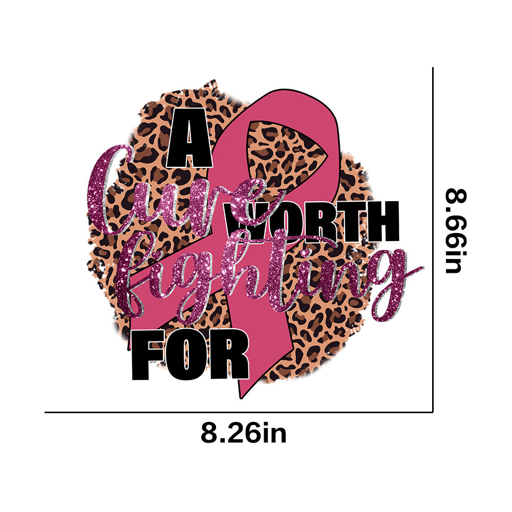 Wholesale Pink ribbon letter lip pattern UV DTF Ready to Press Transfers Wraps