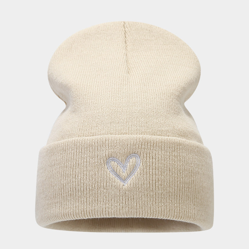 Wholesale Thickened Love Embroidered Acrylic Knitted Hats