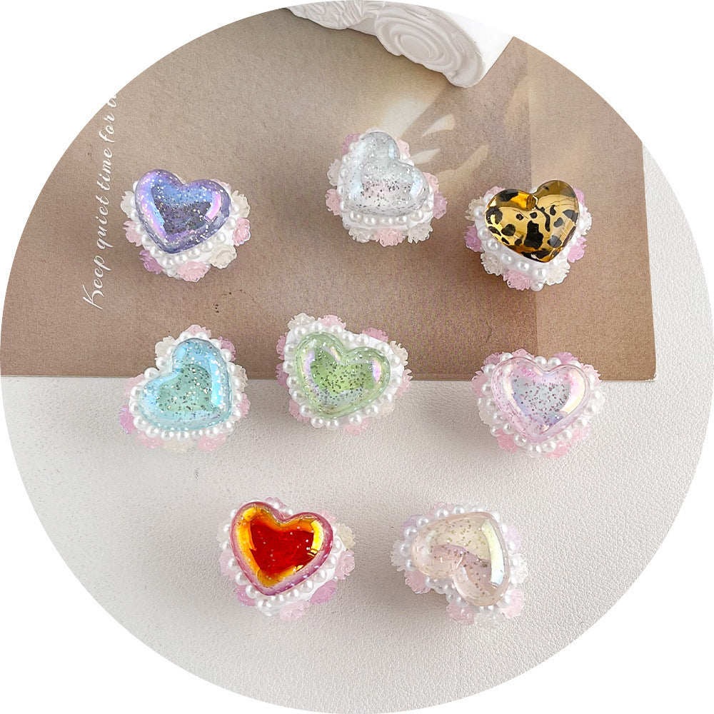 Wholesale 20pcs Double-sided Heart-shaped Acrylic  Beads