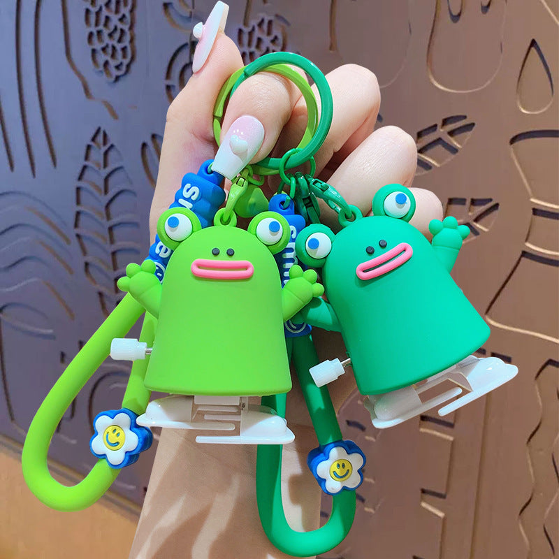Wholesale Clockwork Frog Toy Plastic Keychain Unzip