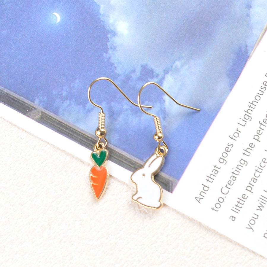 Wholesale  Cartoon Rabbit Carrot Easter Zinc Alloy Earrings