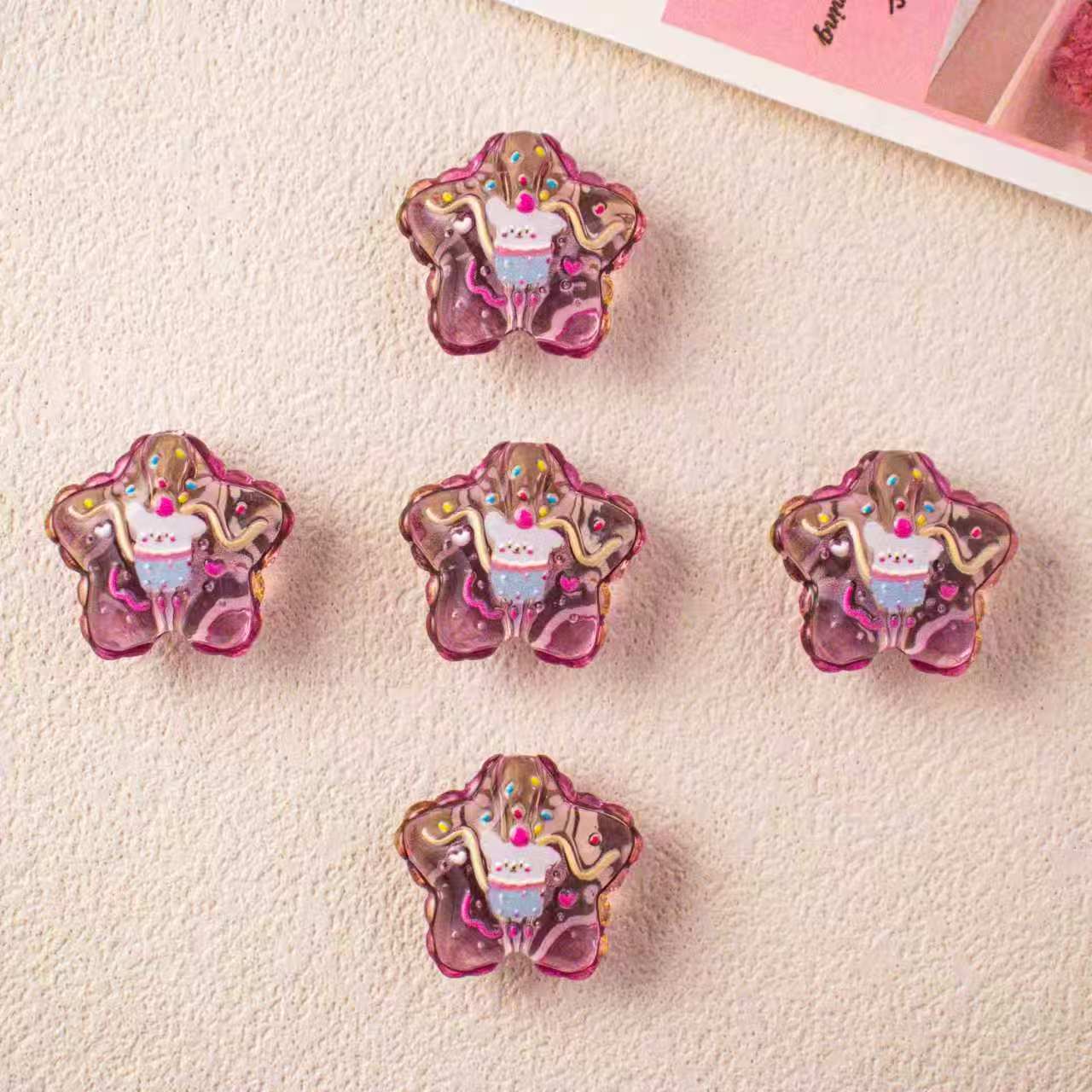 Wholesale 10pcs DIY Acrylic Star Cute Dessert Beaded Crafts Beadable Accessories OLY Exclusive