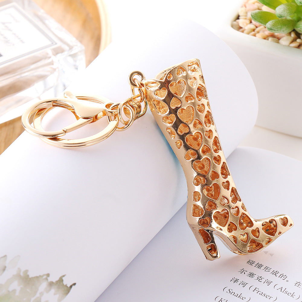 Wholesale Creative Long Boots with Metal Inlaid Diamond Keychain