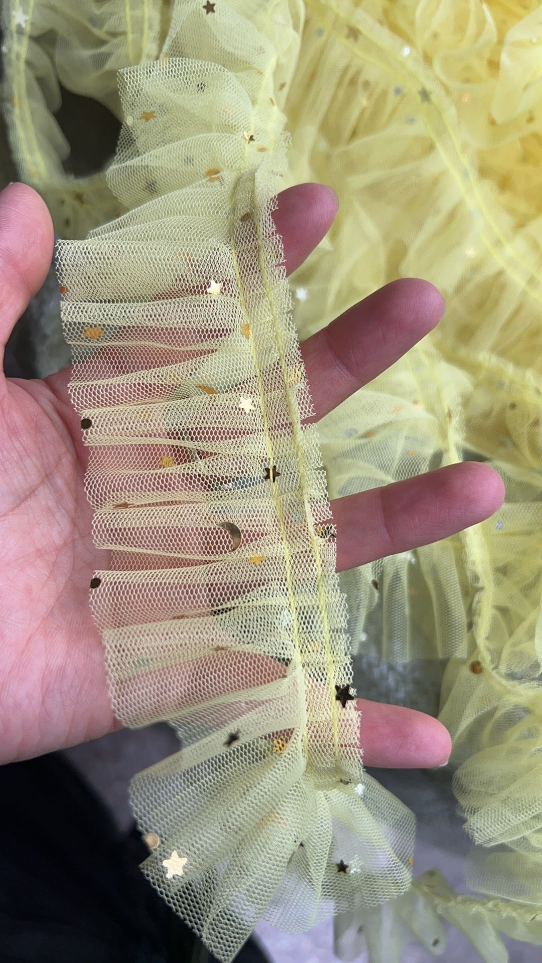 Wholesale 40pcs 5cm star moon mesh sequin pleated lace Doll Accessories