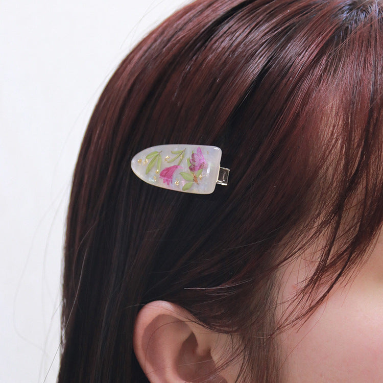 Wholesale 6pcs Pearlescent Real Flower Hairpins