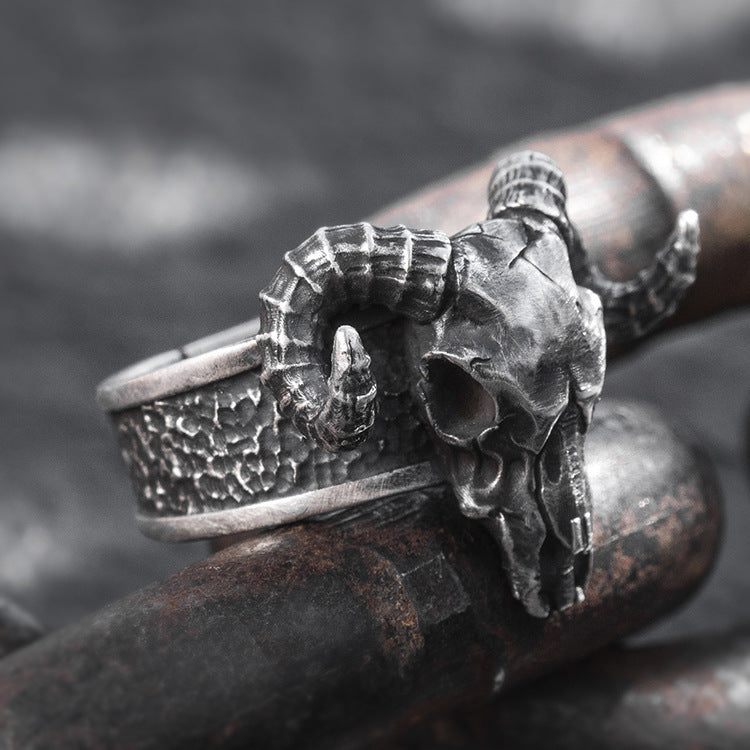 Wholesale Ram Horn Skull Metal Ring