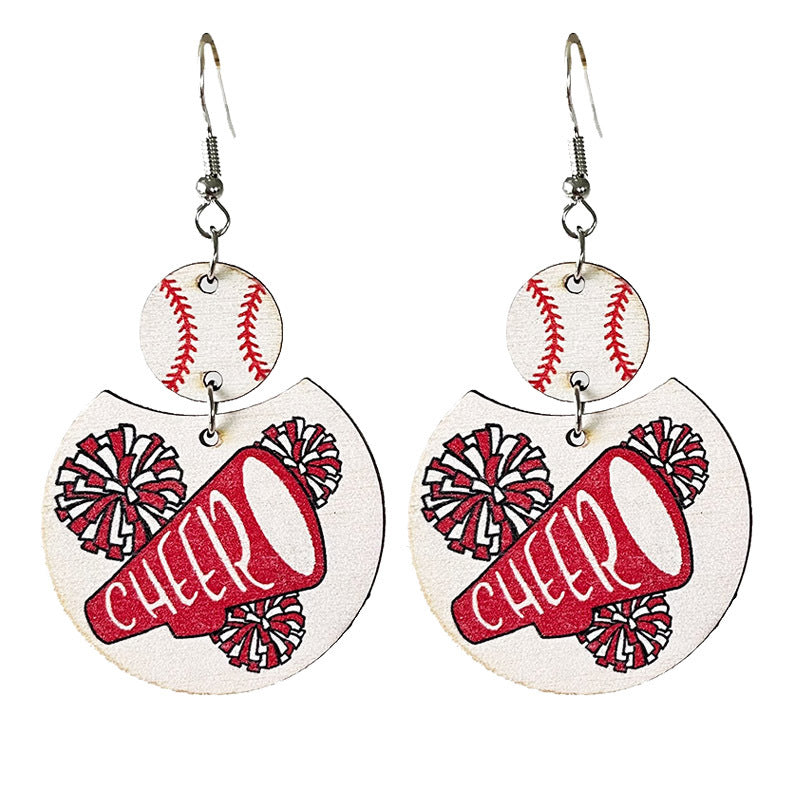 Wholesale 2pairs/pack Baseball Cheerleading Multicolor Baseball Earrings