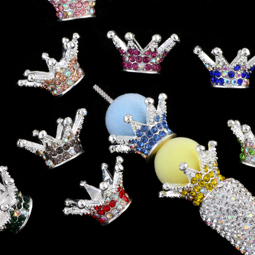 Wholesale 5pcs Colorful crown torus DIY spacer beads alloy full diamond