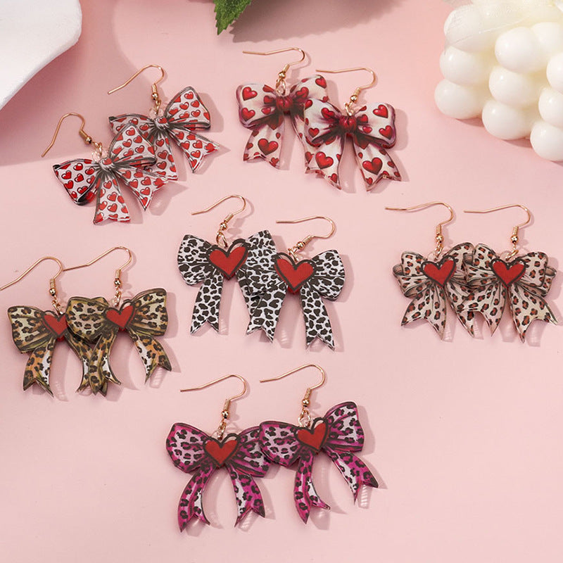 Wholesale Valentine' s Day Love Bow  Acrylic Earrings
