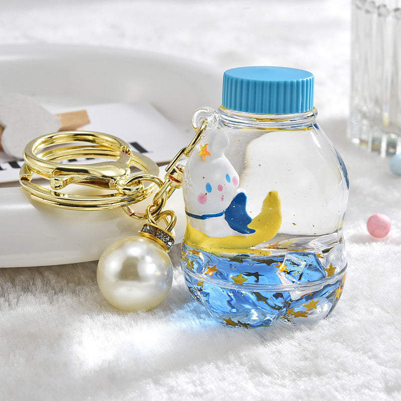 Wholesale Acrylic Oiled Quicksand Moon Rabbit Keychain