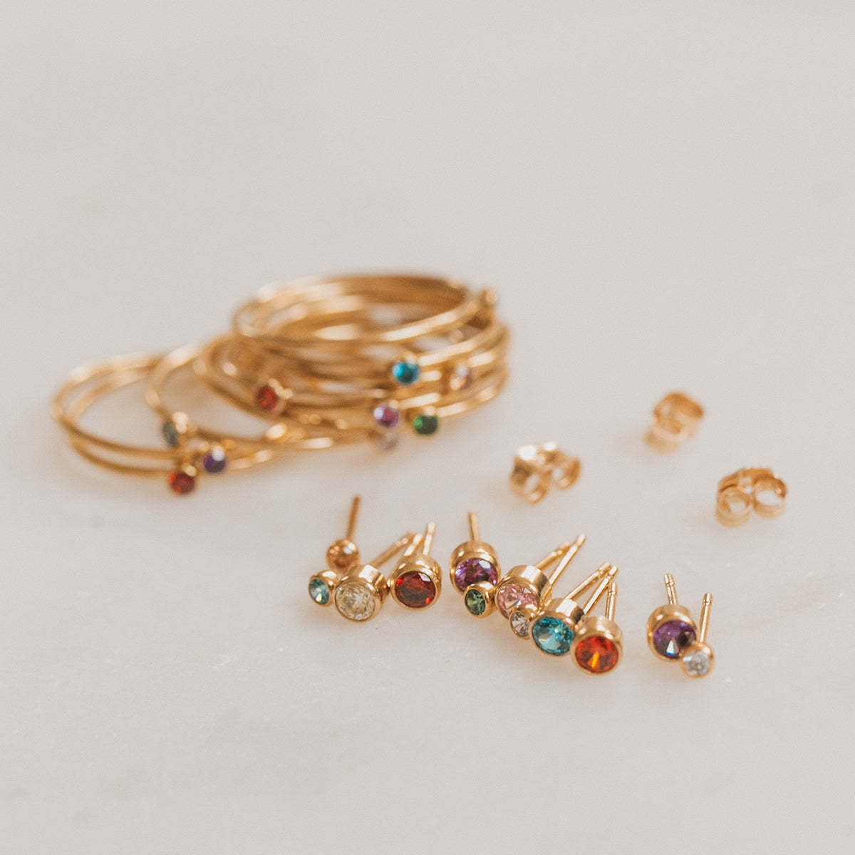 Wholesale Chic Birthstone Ring For Women Stainless Steel Electroplated Plain Band Fashion Jewelry Accessory