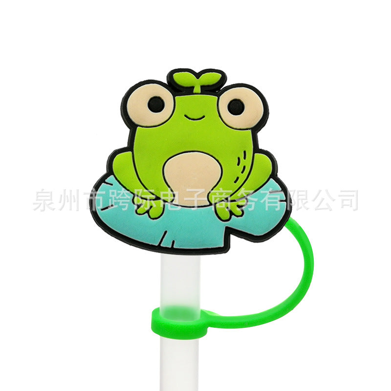 Wholesale 10 pcs Cartoon frog series straw cover straw cap silicone dust plug