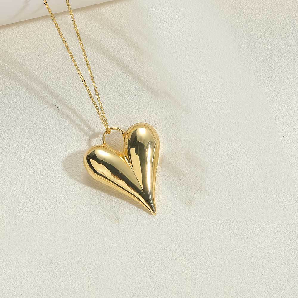 Wholesale Copper Plated 14K Gold Heart Shaped Pendant Clavicle Chain