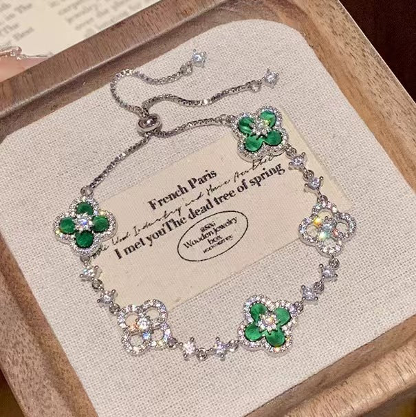 Wholesale Bracelet with Shiny Natural Lucky Four-Leaf Clover Luxury Jewelry
