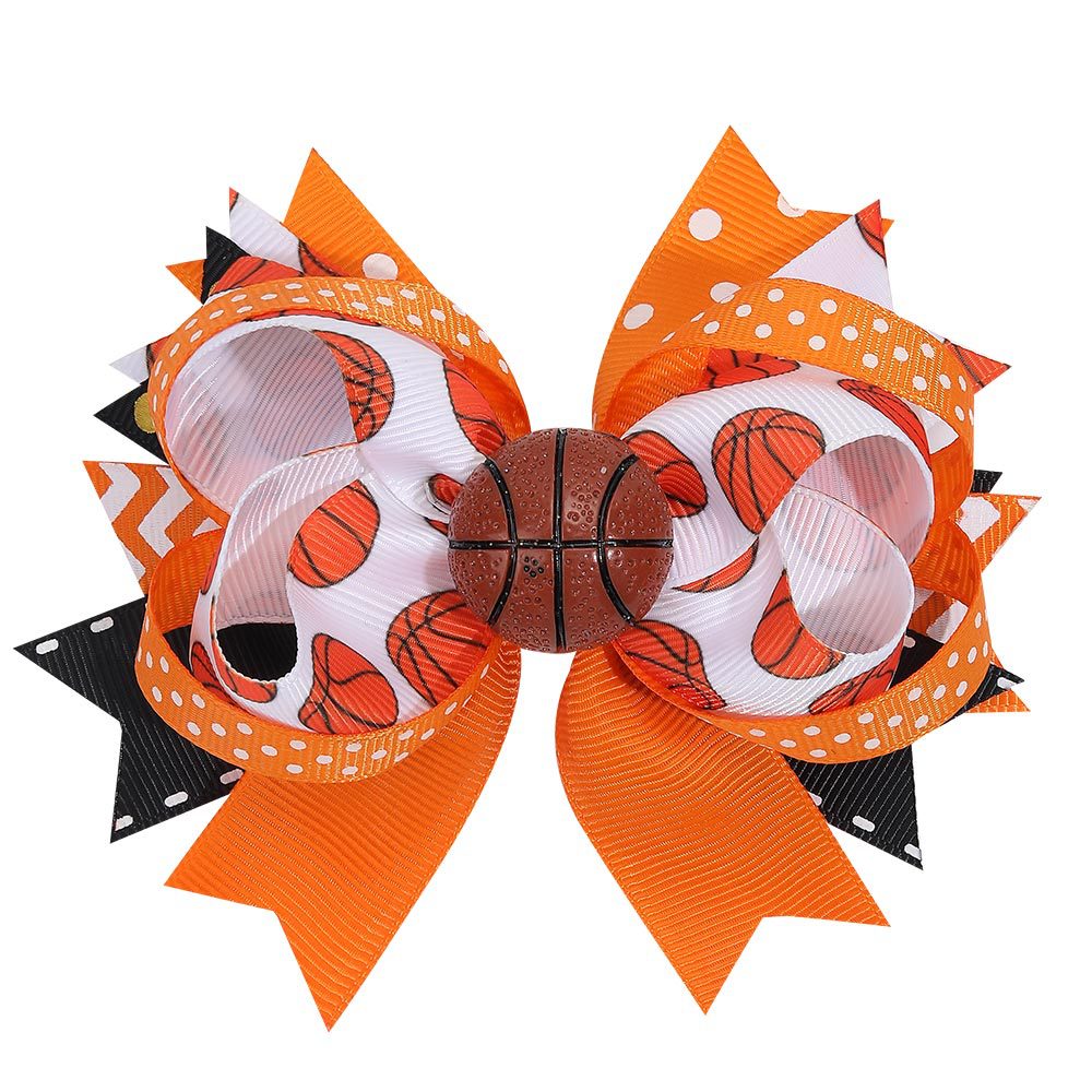 Wholesale Sports Ball Children' s Hair Multi-layer Rib Ribbon Bow Hairpin Baby Sports
