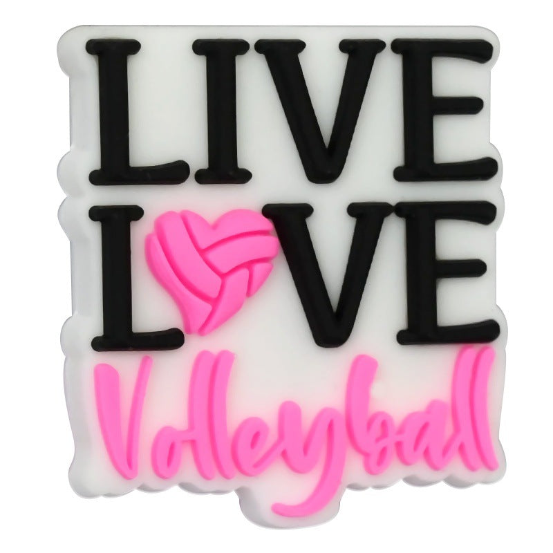 Wholesale Random 100pcs/pack PVC soft rubber perforated beaded accessories for ball sports series   Focal Beads