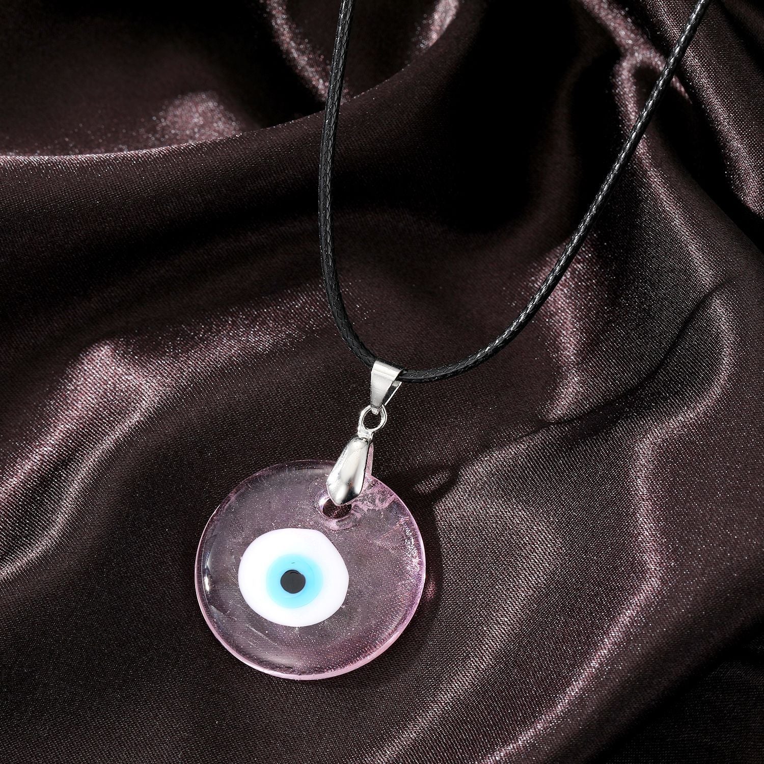 Wholesale 5PCS Vintage Blue Glass Devil's Eye Necklace