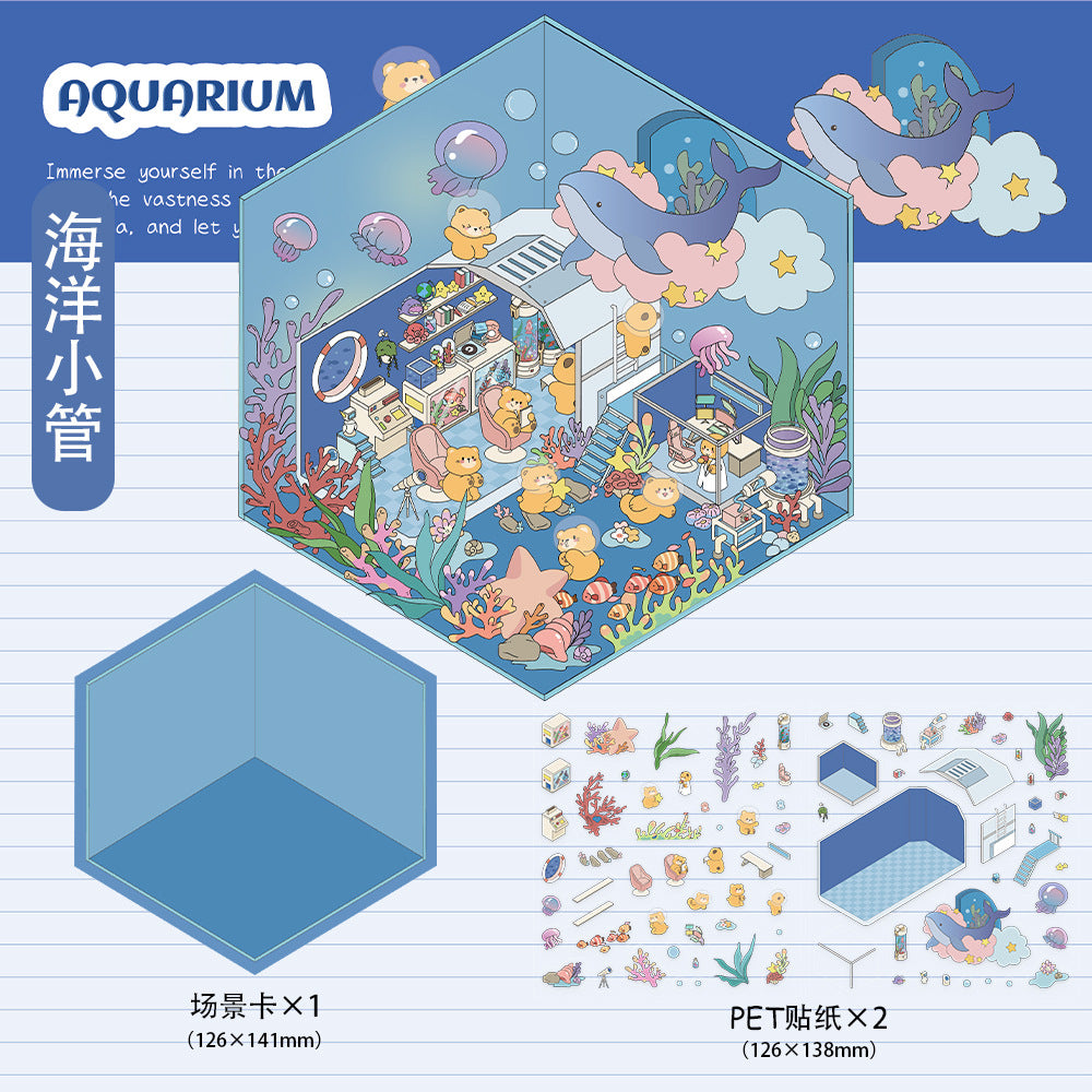 Wholesale Bear bakery landscaping stickers 3D miniature scene diy stickers