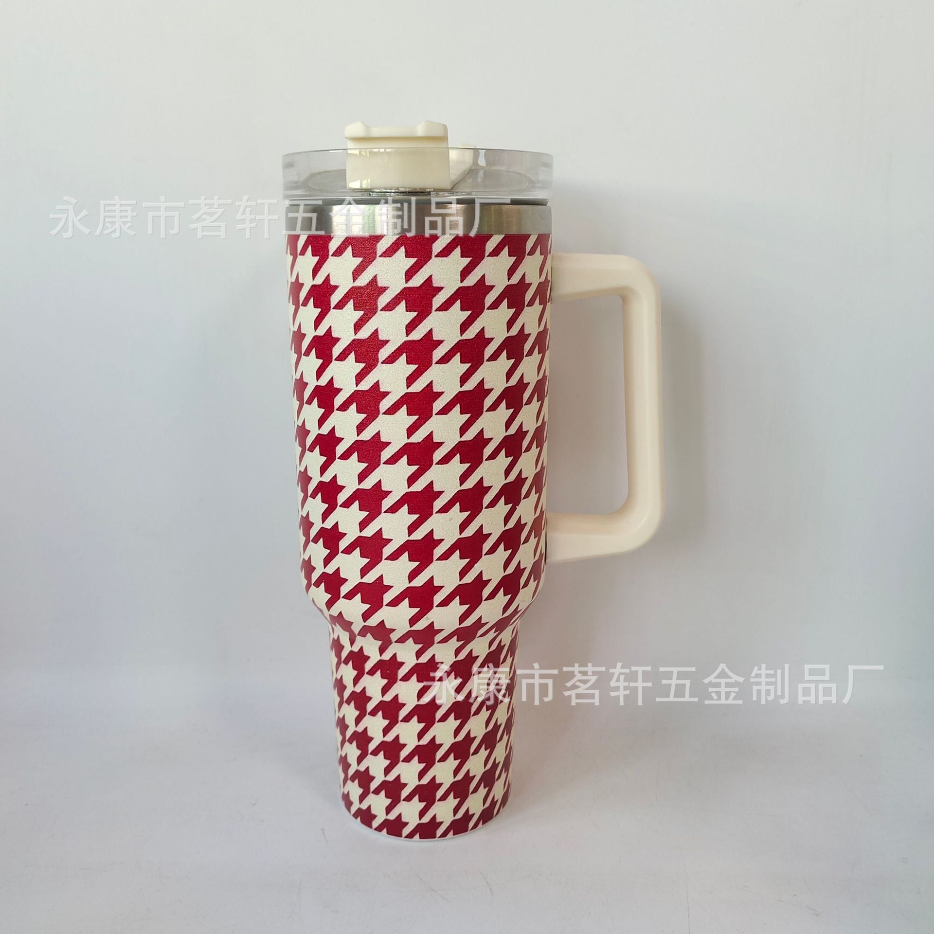 Wholesale Tumbler Houndstooth Stainless Steel Double-layer Handle Insulation 40oz Ice Cup