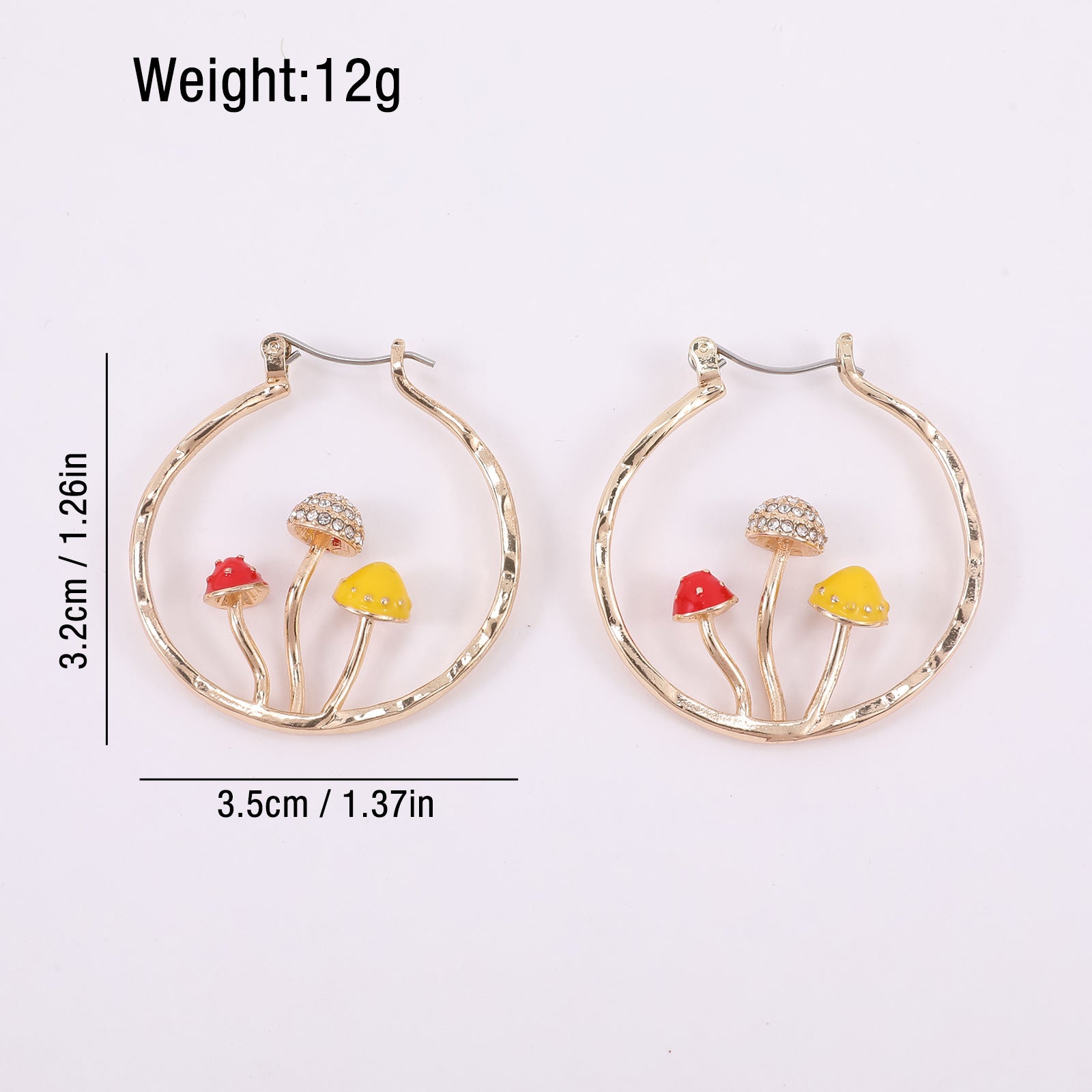 Wholesale Three-dimensional Mushroom Studded Diamond C-shaped Earrings