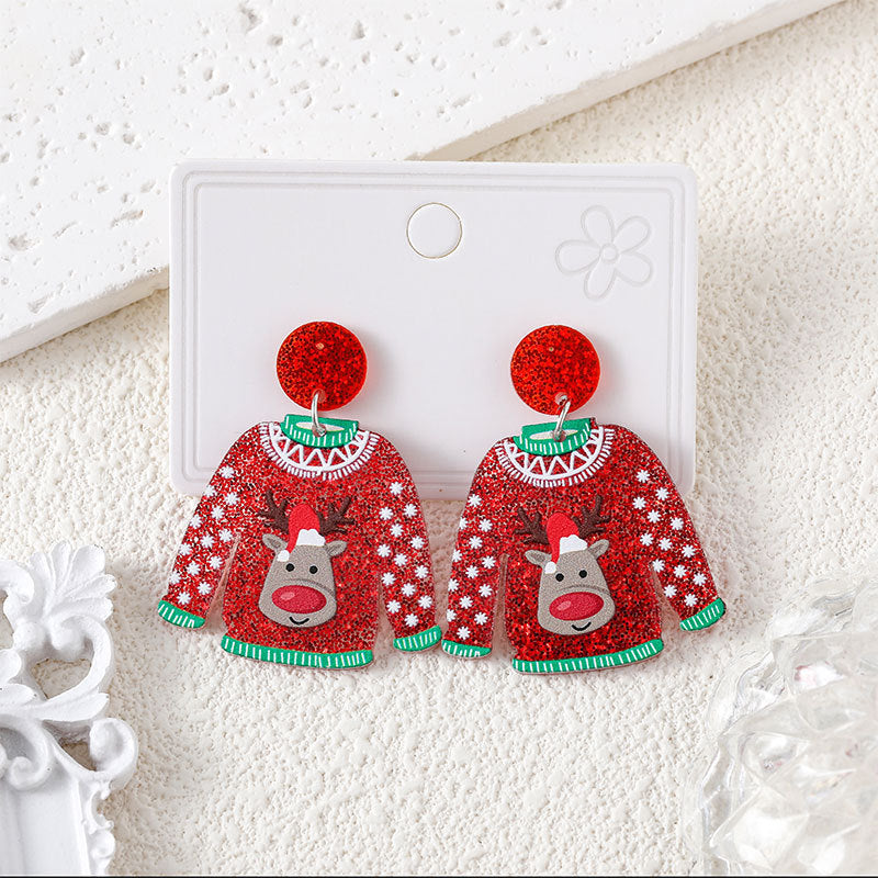 Wholesale Christmas Cute Christmas Tree Snowflake Earrings