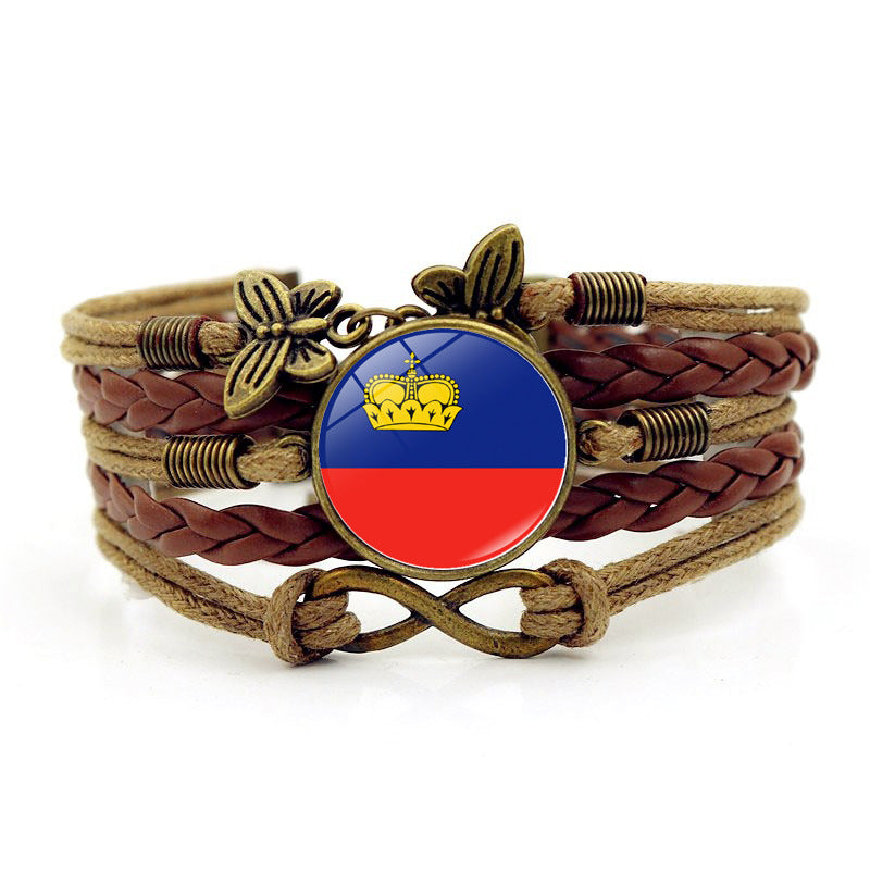 Pulsera de aleación trenzada de múltiples capas de piedra de piedra al por mayor