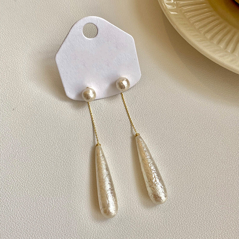 Wholesale Silver Needle Retro Pearl Drop Tassel Earrings