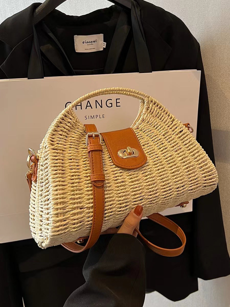 Wholesale Bamboo and Rattan Woven Bag Portable Large Capacity Crossbody Bag Tote Bag