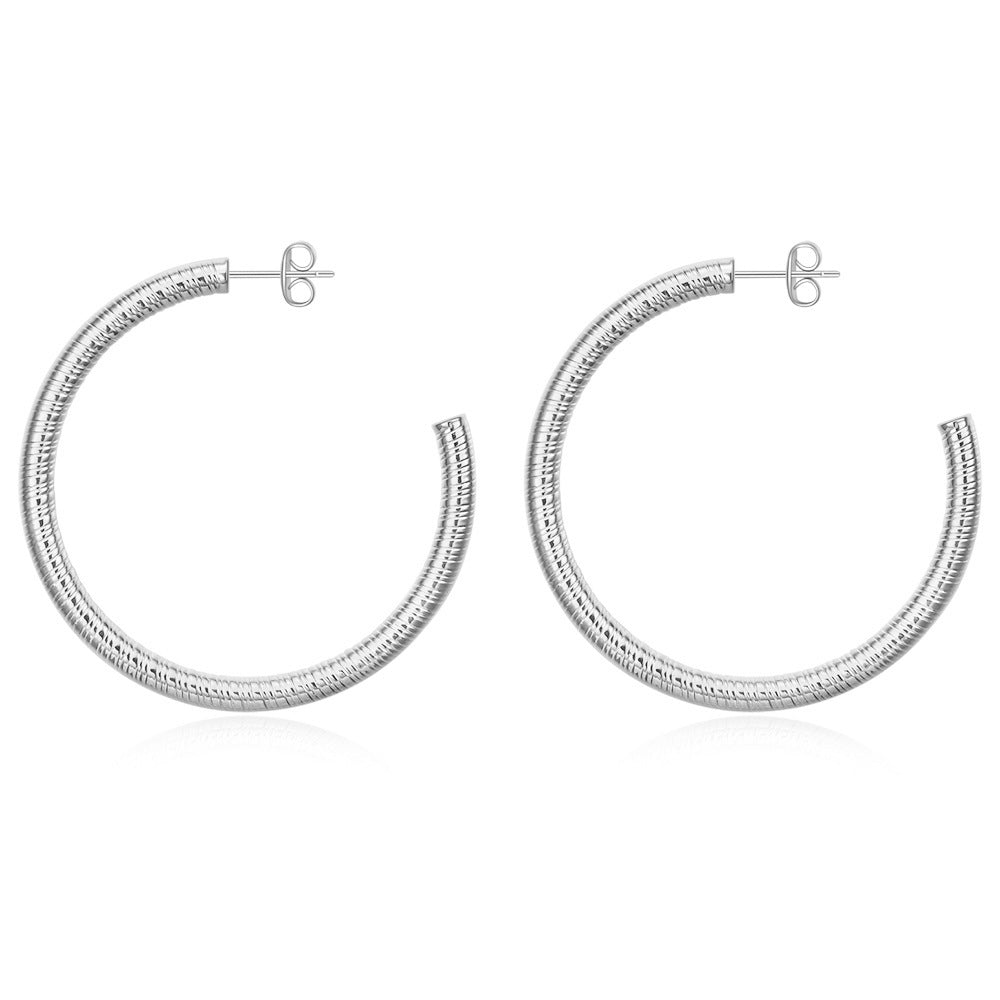 Wholesale Titanium Steel Circular Mesh 5mm Open Stainless Steel Earrings