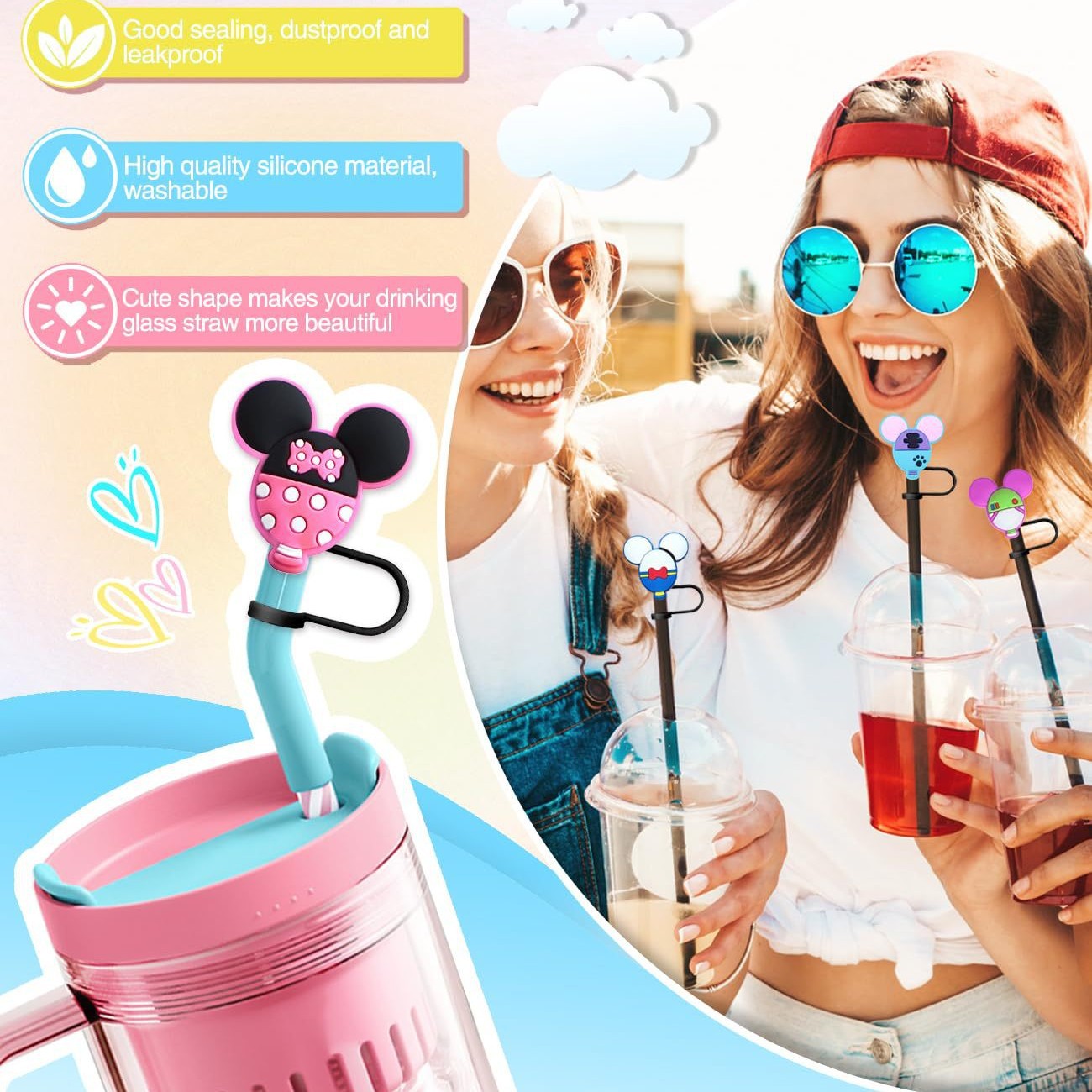 Wholesale Cartoon 3D Soft Rubber Straw Cap OLY Exclusive