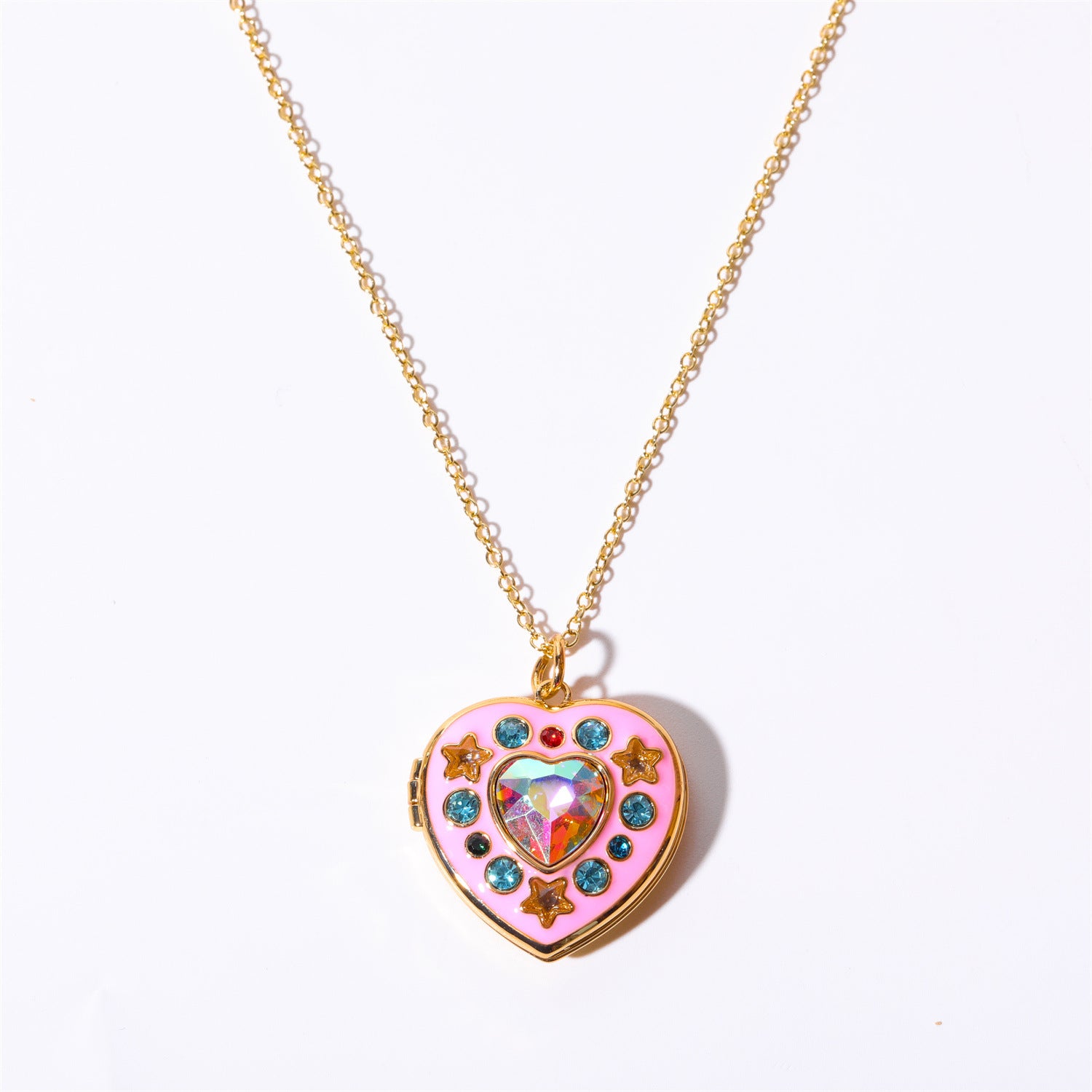 Wholesale Copper Love Full Diamond Open Close Album, Photo Frame Necklace