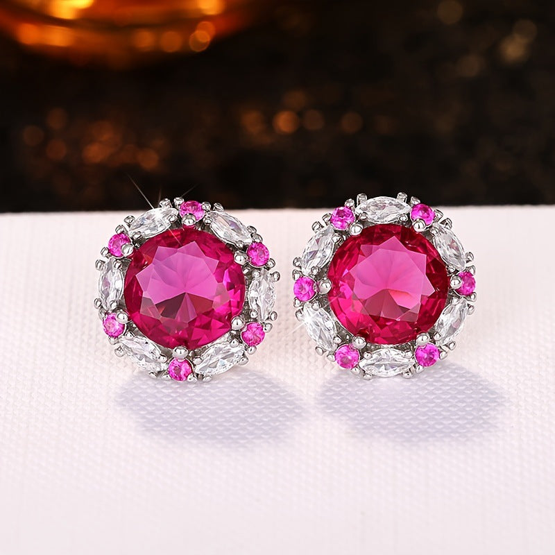 Wholesale Colored circular diamond studded earrings
