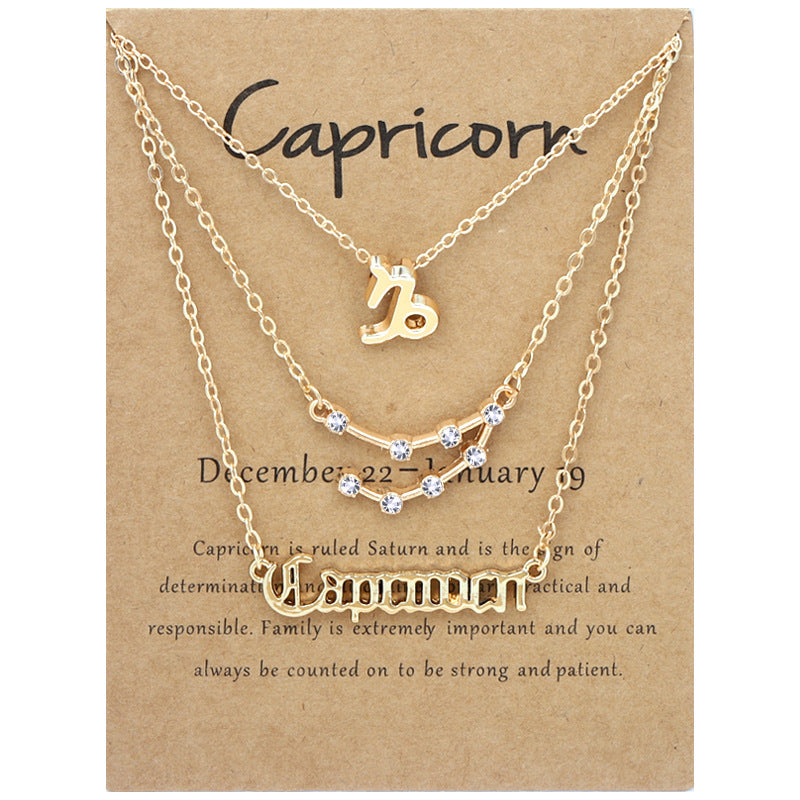 Wholesale Multi-layered Twelve Zodiac Signs Stainless Steel Necklace Set