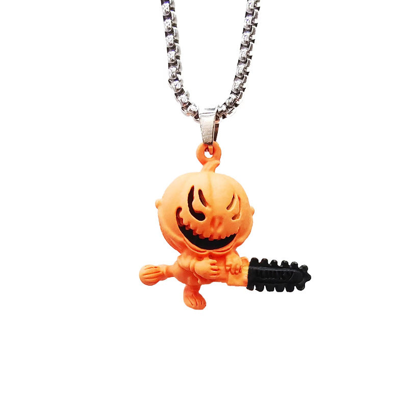 Wholesale Halloween Funny Cartoon Pumpkin Zinc Alloy Necklace