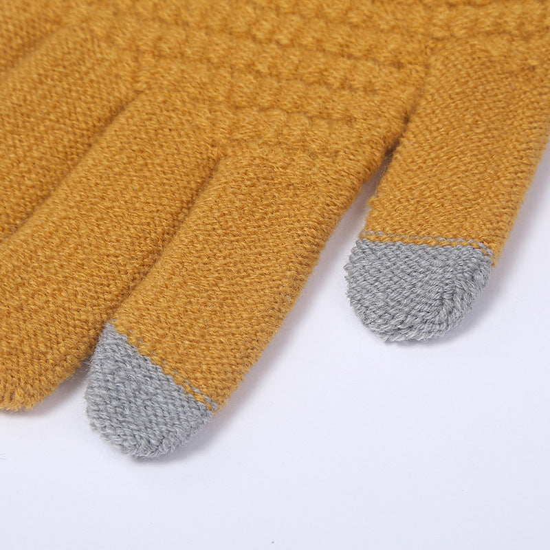 Wholesale Winter Velvet Thickened Touch Screen Warm Wool Knitted Gloves