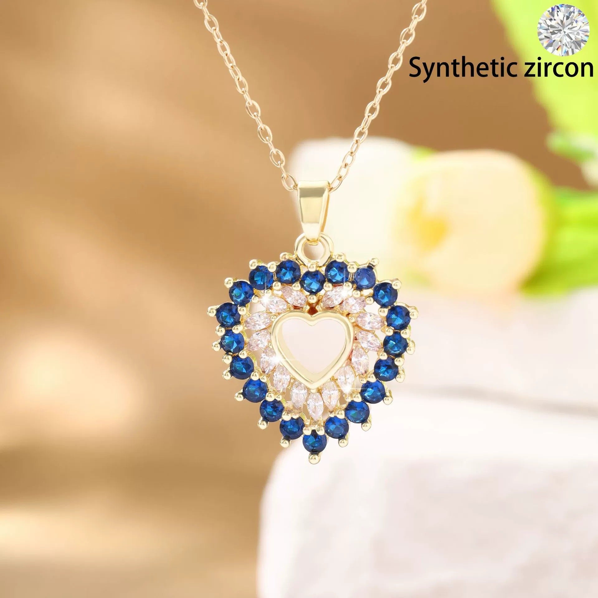 Wholesale Electroplated Copper Heart Shaped Pendant Zircon Necklace For Everyday Casual Jewelry Accessory