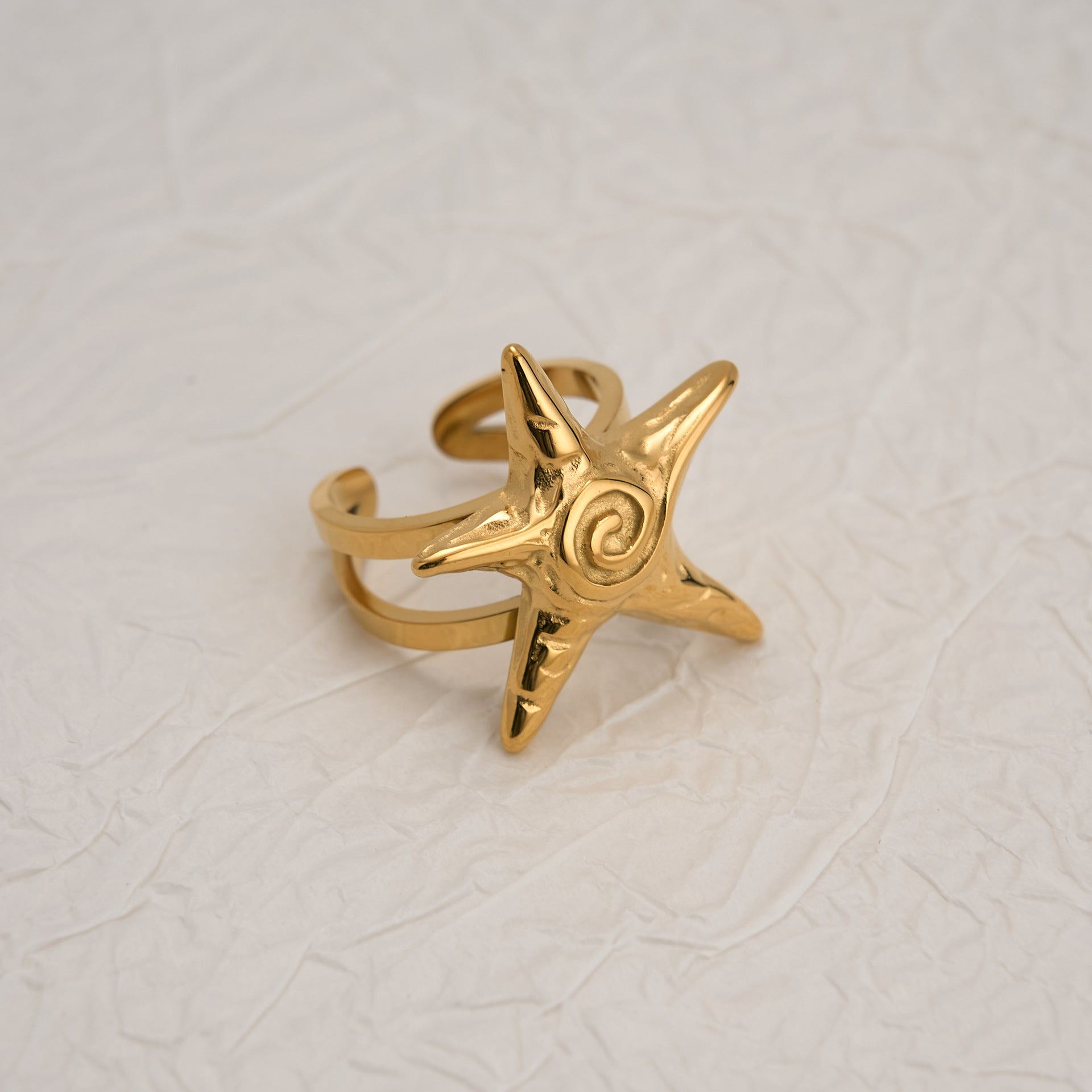 Wholesale 18k gold-plated titanium steel starfish beach necklace earrings set