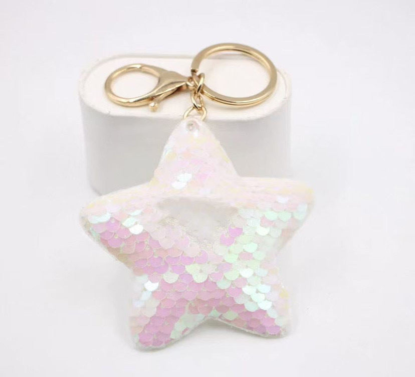 Wholesale Gold Star Sequin Keychain Chic Bag Charm Reflective Pendant For Ladies Purse Accessory