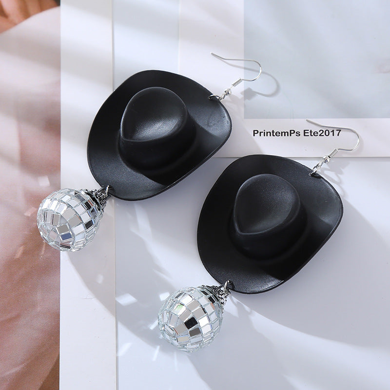 Wholesale Disco Cowboy Hat Earrings